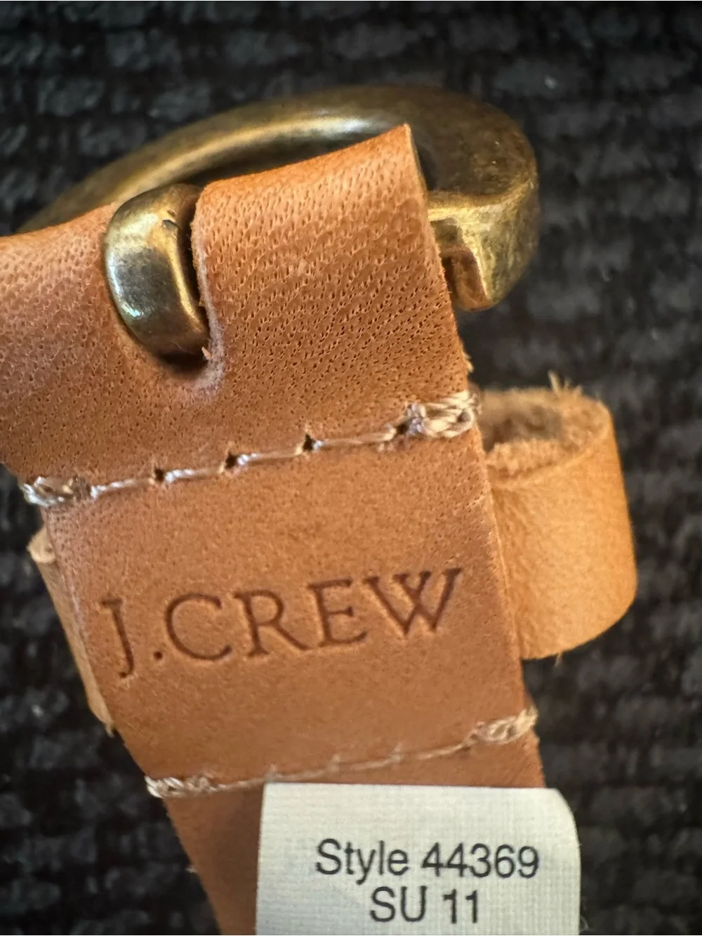 J.Crew Vintage-Inspired Braided & Beaded Leather Belt – Tan/Brown – Brass Buckle